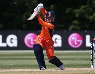 Stephan Myburgh scored 40 but couldn't get Netherlands close as they lost to Namibia at Mount Maunganui by 91 runs © IDI/Getty
