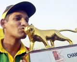 Habibul Bashar savours a rare trophy for Bangladesh after their 4-0 win over Kenya © AFP