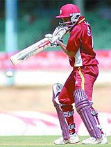 Shivnarine Chanderpaul cuts during his knock of 45 in the 7th ODI in Trinidad. West Indies won the series 5-0 © Trinidad & Tobago Express