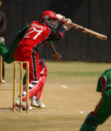 Abdool Samad drives on his way to 50 as Canada beat Kenya in the final match © Eddie Norfolk