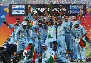 India lift the ICC World Twenty20 trophy at the end of a thrilling final against Pakistan © Getty Images