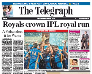 Headline news as Rajasthan Royals win the IPL © Getty Images