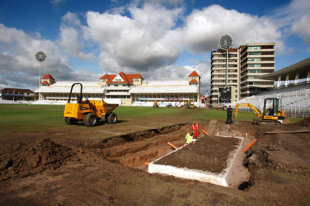 Work begins on laying a new outfield at Trent Bridge © PA Photos